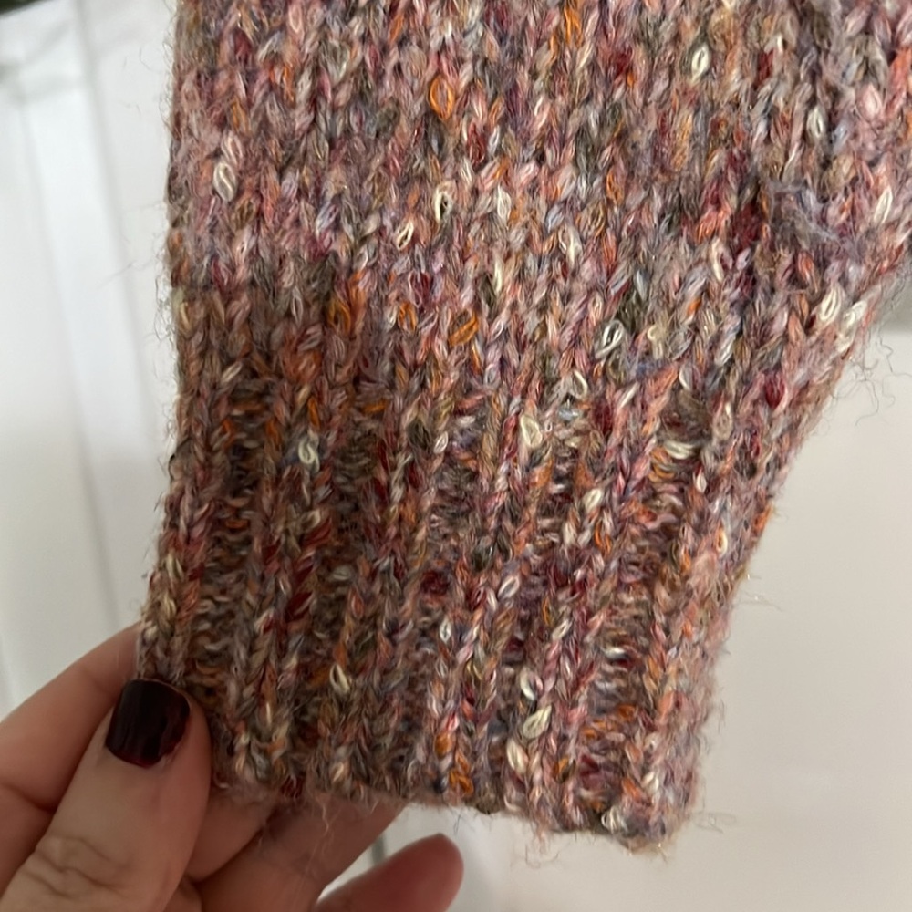 RD STYLE Pink/Orange/Cream Multi Color Mock Neck Cropped Sweater, Sz Small, GUC - Picture 5 of 9